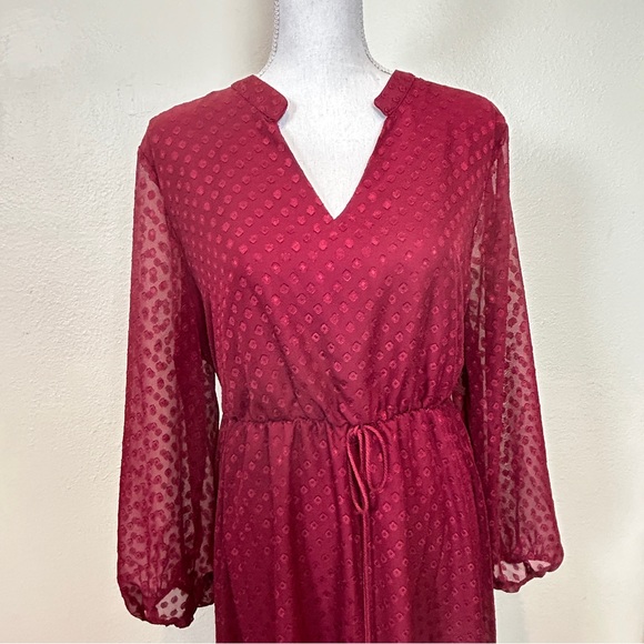BloomChic Dresses & Skirts - NWT Red Swiss Dot Maxi Dress Bloom Chic 1X 14/16